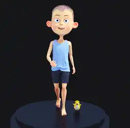 男孩子和小鸭子