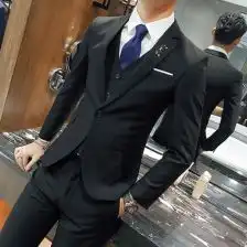上班韩版西服单扣西装修身西服气质男士三件套xz09n249