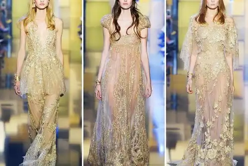 eliesaab经典高定秀回归90年代,金黄色刺绣礼服华丽到闪瞎眼