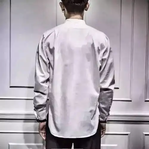 炸裂整个秋季,满满中国风人手两件的节奏小立领男士拼接领面潮流衬衫,气质与品味的体现