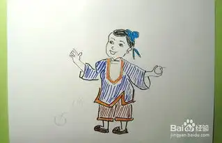 彩色简笔画数苹果的古代男孩
