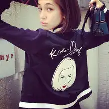 2013秋冬女装日系水原希子kiko头像棒球夹克衫无领长袖休闲外套