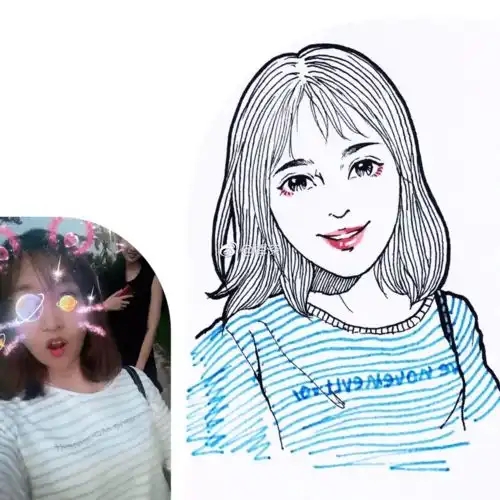 她的线描插画真美手绘头像看了就爱不释手
