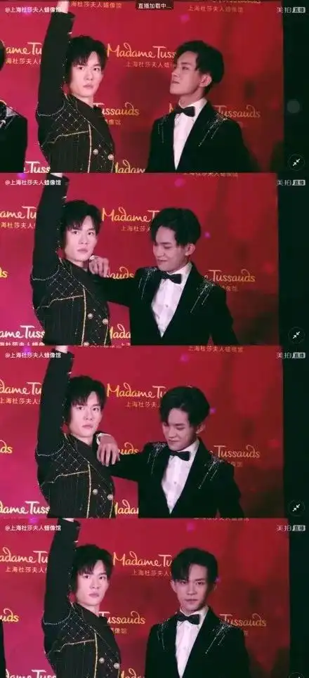 千玺看到自己的蜡像,憋笑的表情实在太可爱了