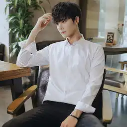 春秋季男士长袖衬衫薄款韩版修身商务休闲衬衣服装潮流寸衫男