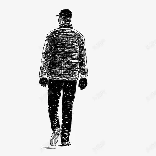 卡通手绘男人素描页面网页平面电商创意素材卡通背影素材