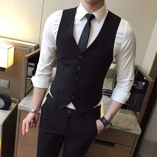 西装马甲男韩版修身男士西服背心新郎礼服伴郎马夹休英伦马夹潮