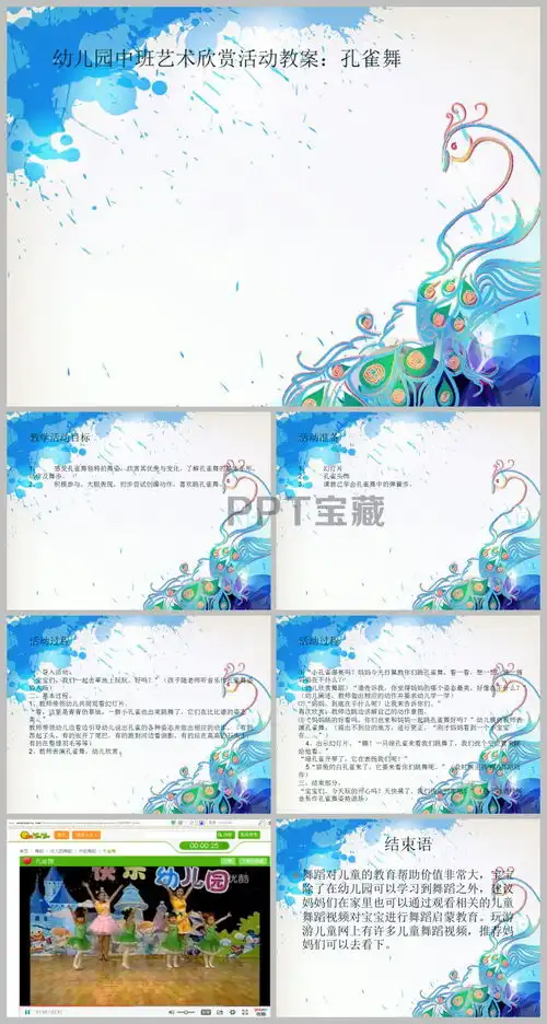 幼儿园中班艺术孔雀舞ppt课件下载