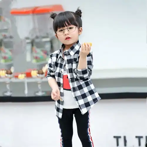 2019秋款儿童格子衬衣韩版宝宝衬衫棉男童女童中小童秋季长袖衬衫