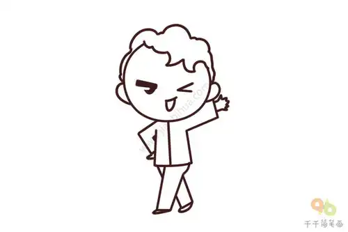 穿西服的男孩简笔画图片