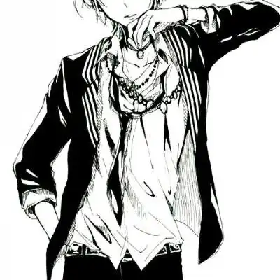 二次元半身头像黑白男生