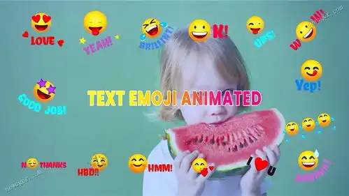含emoji表情符号的文本标题动画插图元素包ae模板