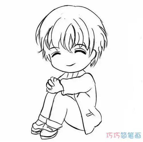 坐着的小男孩怎么画铅笔小男孩简笔画图片