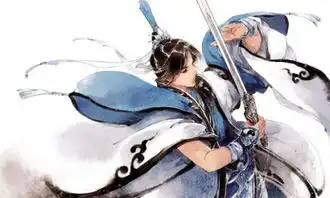古风男子手执黑色长剑图