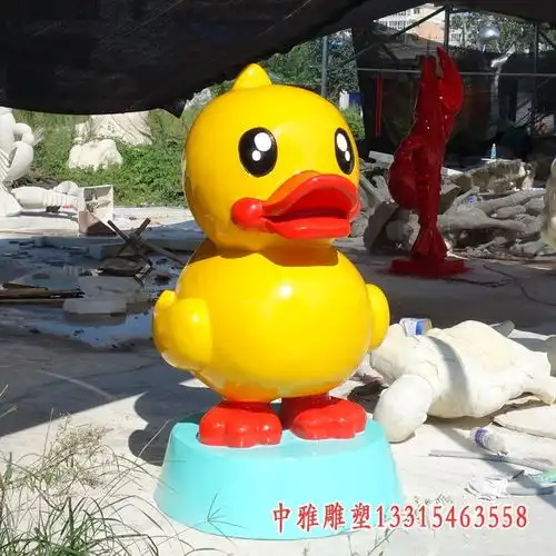 玻璃钢卡通鸭子雕塑商场玻璃钢雕塑鸭子订制