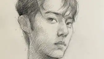 炭笔绘画男子头像