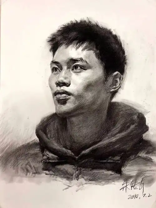 传奇绘画课堂回顾第二四五集朱传奇教你画短发的硬派少年男青年四分之三侧素描头像