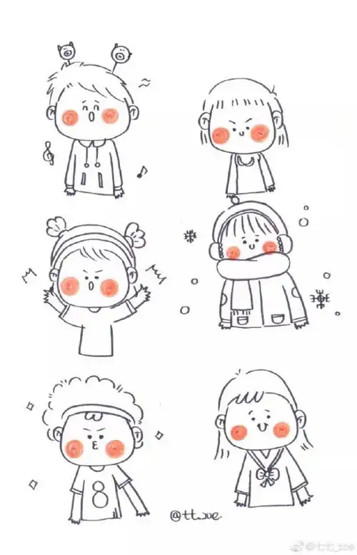 每天学一幅简笔画可爱的简笔画半身头像