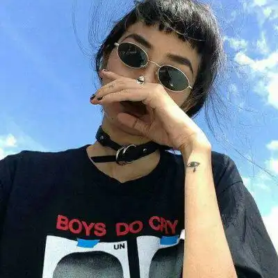 扣扣男生西装墨镜头像侧