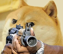 表情包神烦柴犬拿枪表情包