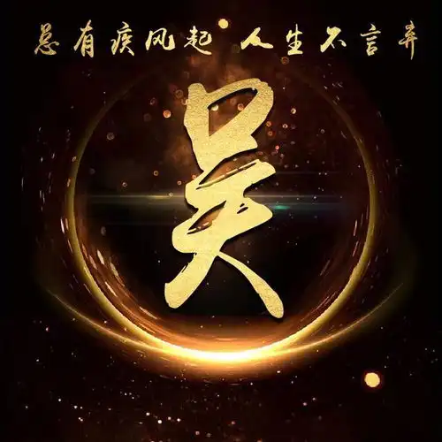 超炫金色霸气励志姓氏微信头像总有疾风起,人生不言弃