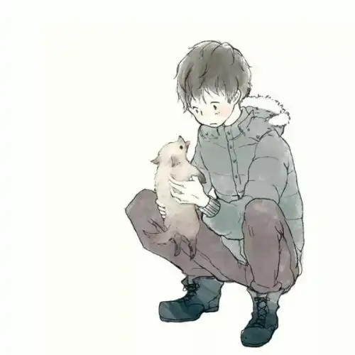 抱狗动漫男头像