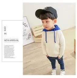 童装男童毛衣2018春季男童幼小童韩版潮范连帽花纹毛衣