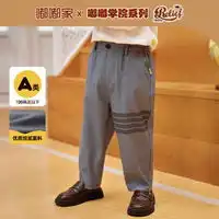 莫莫亲子装moomoo莫莫美特斯邦威旗下moomoo男中童原创贴织带针织冬春运动春冬条绒裤多少钱