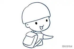 可爱锅盖头小男孩简笔画