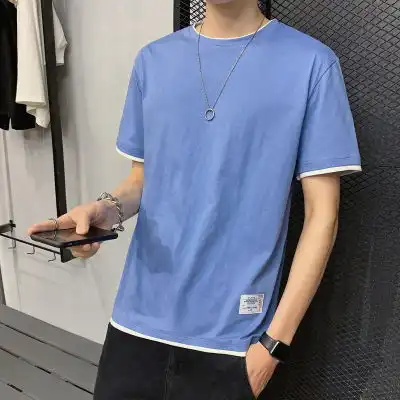 2020夏季新款纯棉短袖t恤男士韩版修身圆领百搭休闲打底衫潮